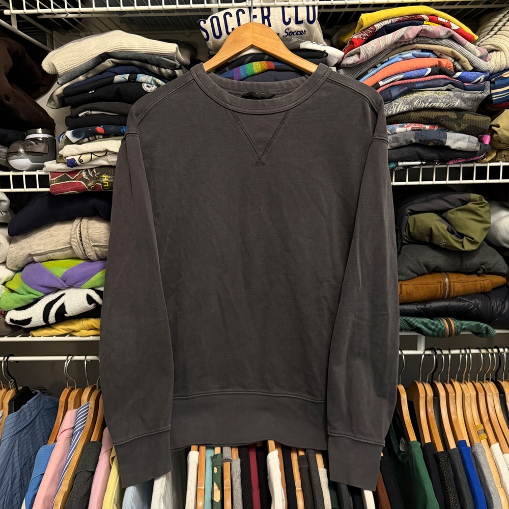 Banana Republic Sweatshirt Mens M‎ Gray Crewneck Pullover Cotton V-Stitch Ribbed